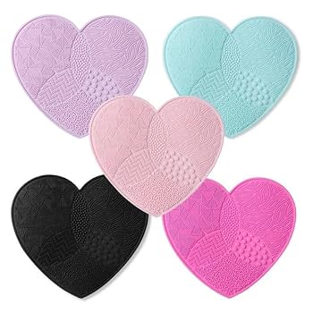 Heart Shape Silicone Makeup Brush Cleaner Mat - Gentle Face Brush Cleaning Tool ( Pack of 1 )