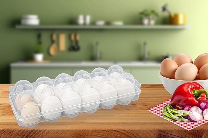 Transparent Plastic Egg Storage - 12 Grid Egg Tray (Pack of 1)