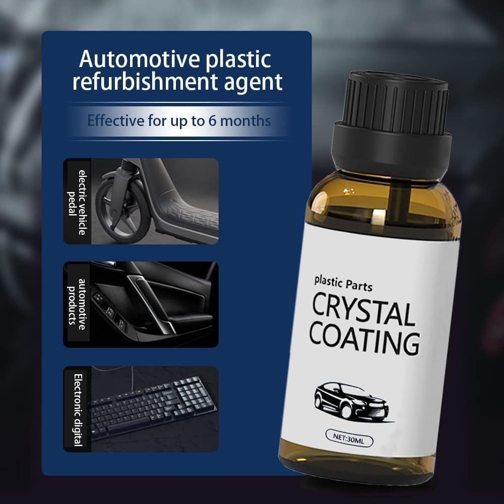 Crystal Coating for Car and Bike Plastic Parts, 30ml PVC Restorer & Revitalizing Coating Agent | Maintenance Dashboard Plastic Cleaner Polish Shining