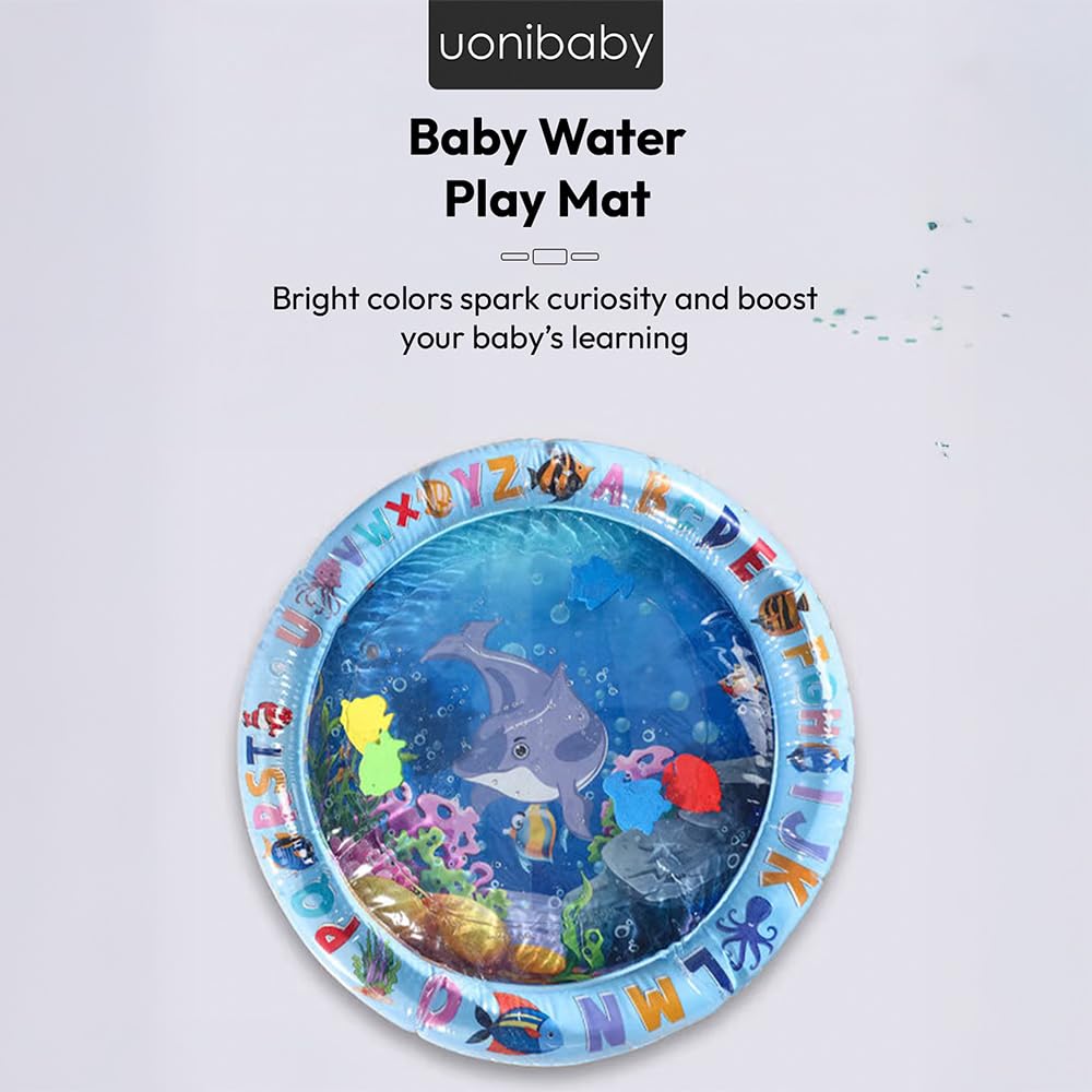 Baby Water Mat | Infant Sensory Play Gym for 6-12 Months | Newborn Baby Essentials | Water-Filled Activity Mat | Baby Gifts (Water mat-Round)