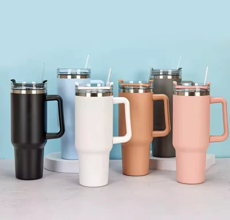 1200ml Stainless Steel Vacuum Insulated Tumbler with Lid & Straw – Large Travel Mug for Water, Coffee, Iced Tea & Smoothies (Pack of 1)