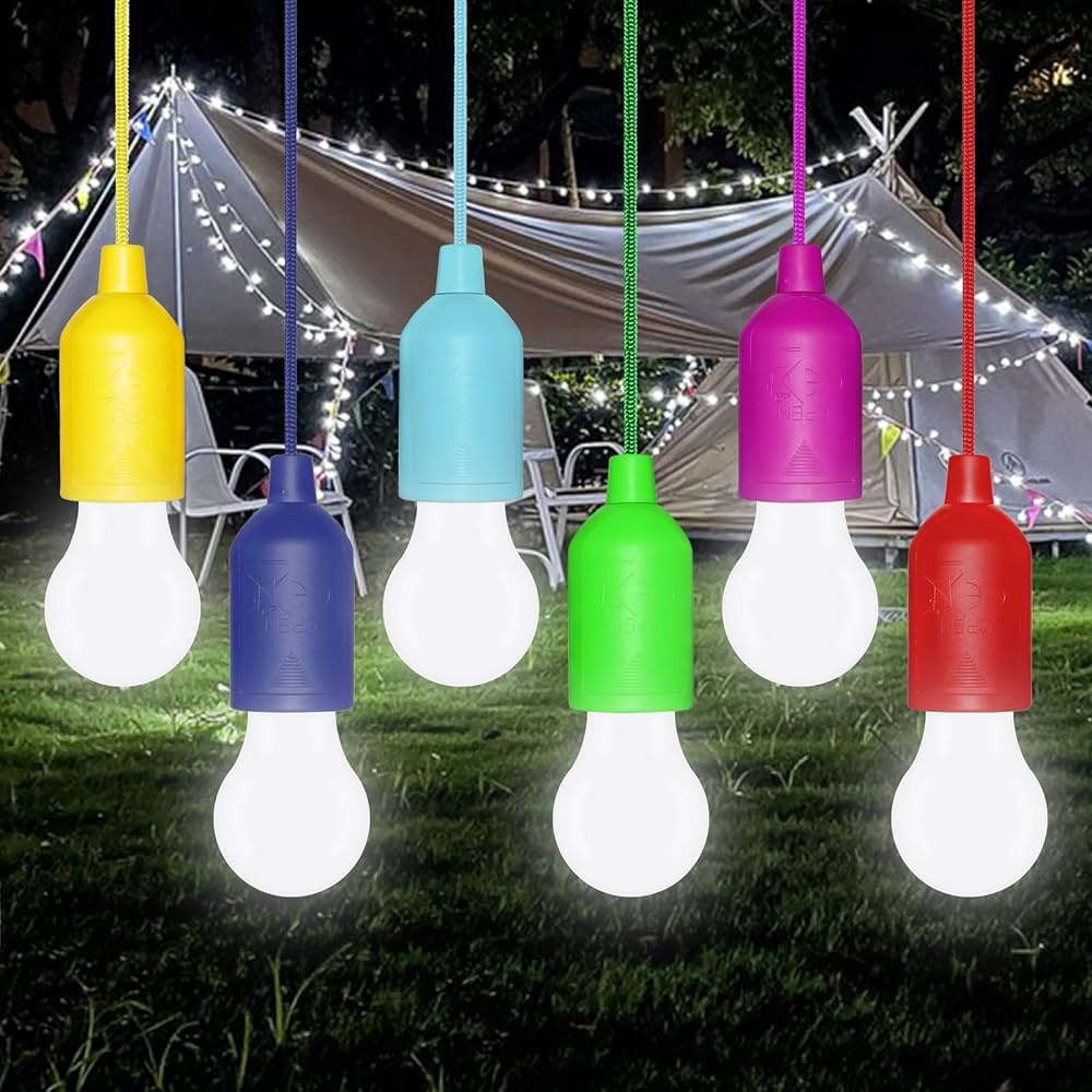 LED Pull Cord Pendant Light with Drawstring - Portable Hanging Lamp for Home, Camping & Outdoor Use (Pack of 1)
