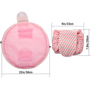 Portable Lazy Cosmetic Bag with Drawstrings | Convenient & Waterproof Makeup Pouch for Women | Toiletry Bags for Girls | Large Capacity Storage Pouches - Pack of 1 (Assorted Color)