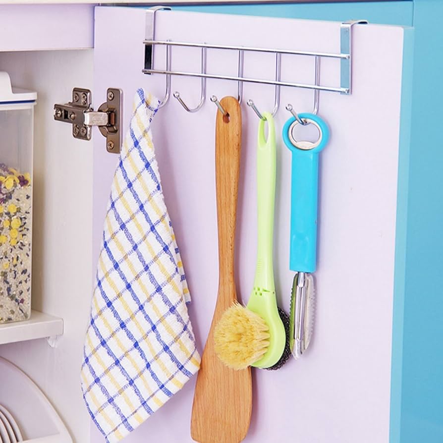 Stainless Steel Wall Hook Hanger with 5 Hooks – Space Saving Organizer for Kitchen, Bathroom & Home Essentials