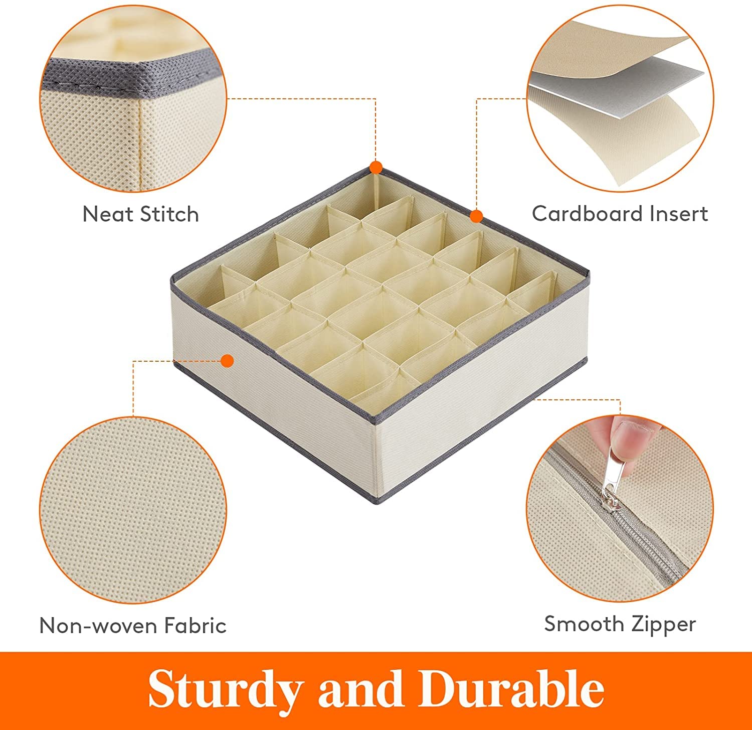 24 Cells Collapsible Socks Organizer Closet Cabinet Organizer Underwear Storage Boxes