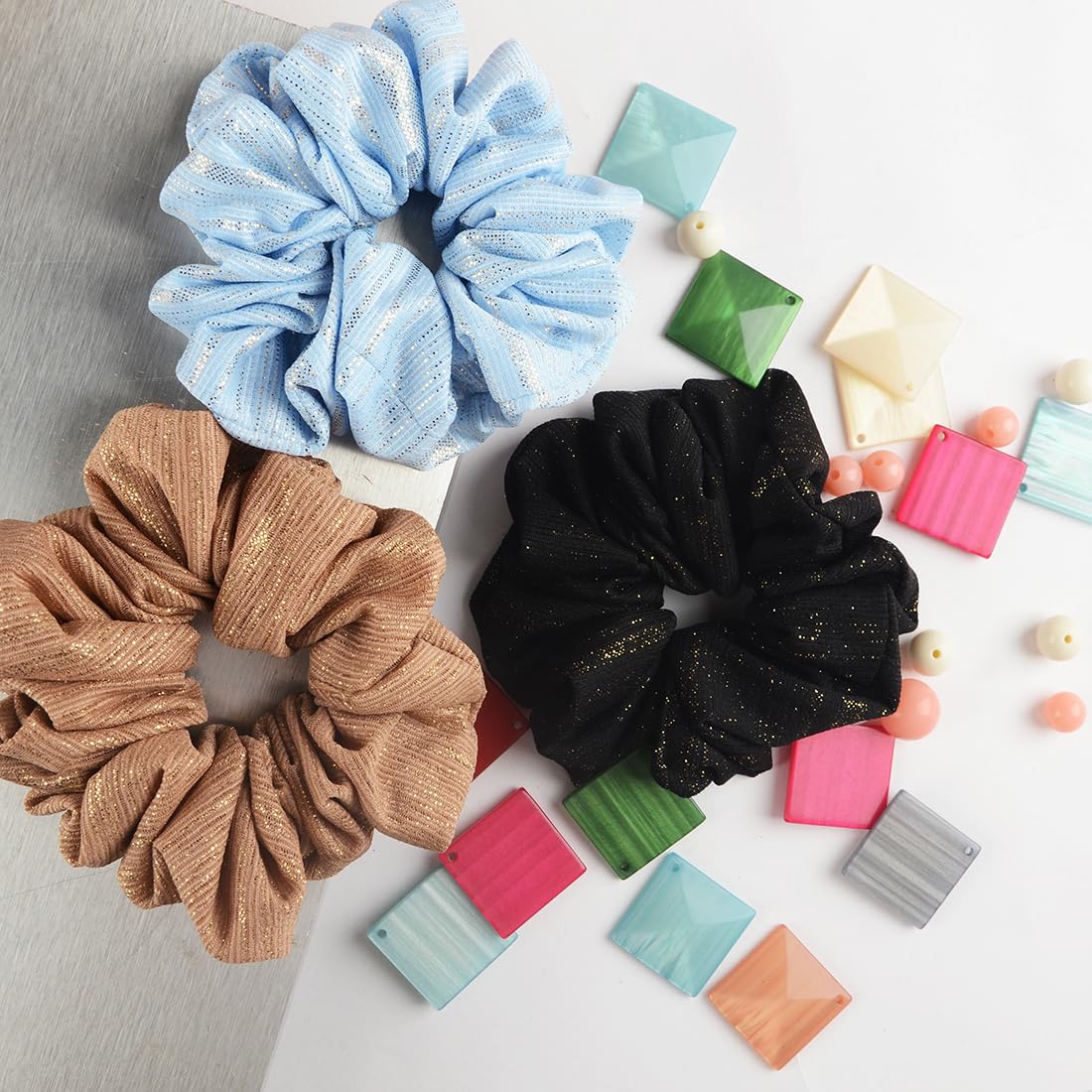 Raw Silk Tinted Scrunchie (Random Colors & Prints) - 1 Pc