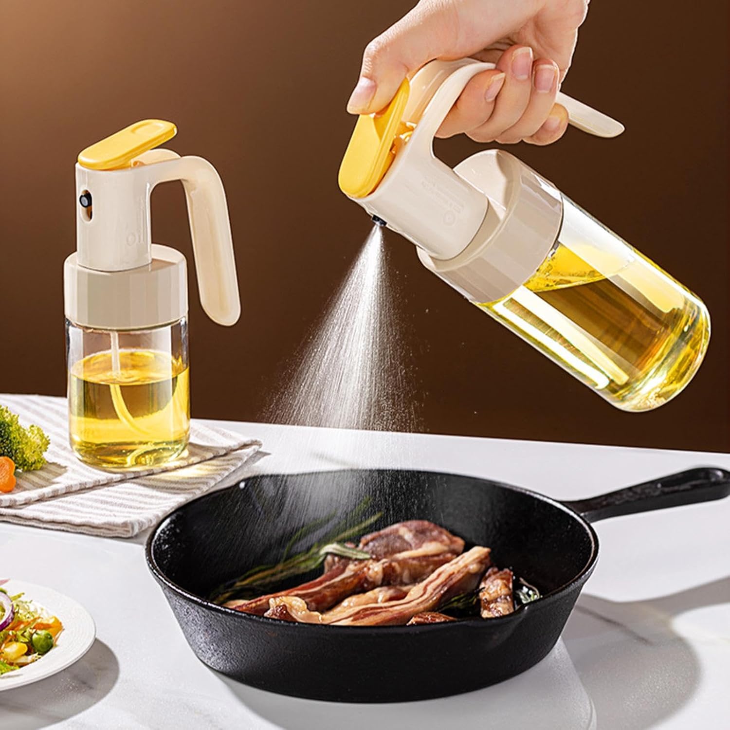250ML Oil Sprayer & Vinegar Spray Dispenser Bottle – Refillable Kitchen Mist Spray for Cooking, BBQ, Baking & Air Fryer Use(Pack of 1)