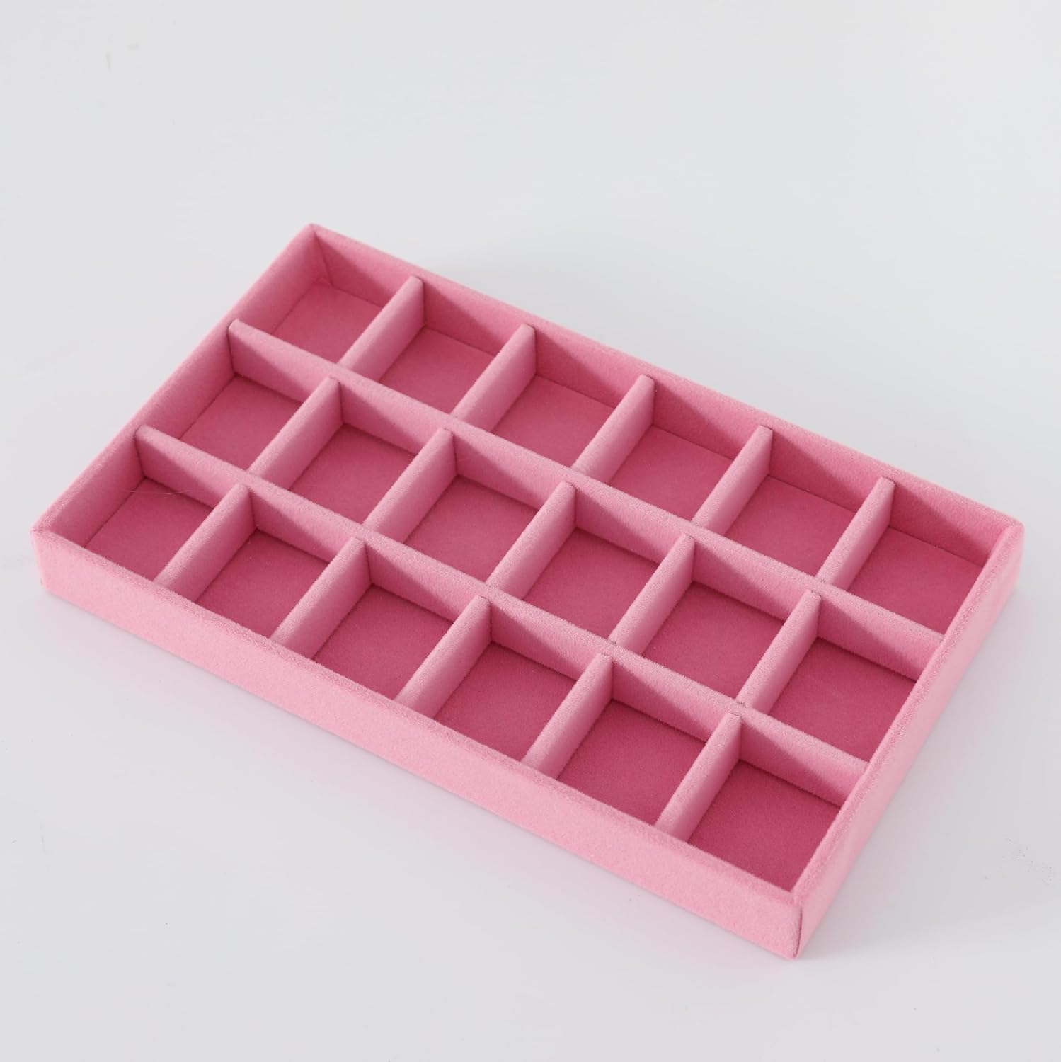 Velvet Pink Jewelry Storage Tray Earring Organizer Pretty Jewelry Tray 18 Slots Jewelry Storage Trays Stackable