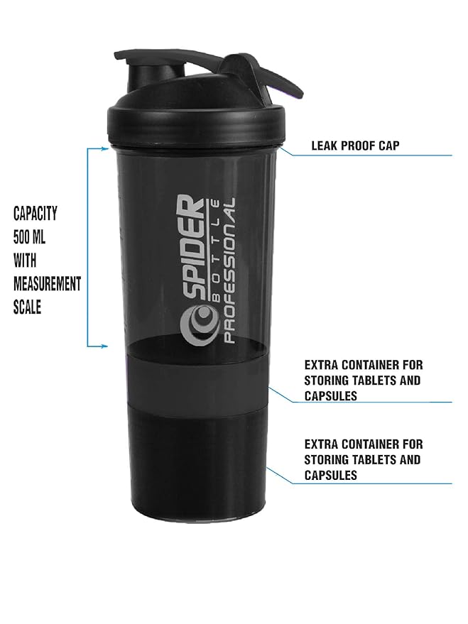 Spidershaker Spider Protein Shaker Bottle – Leak-Proof Gym & Fitness Water Bottle f ...