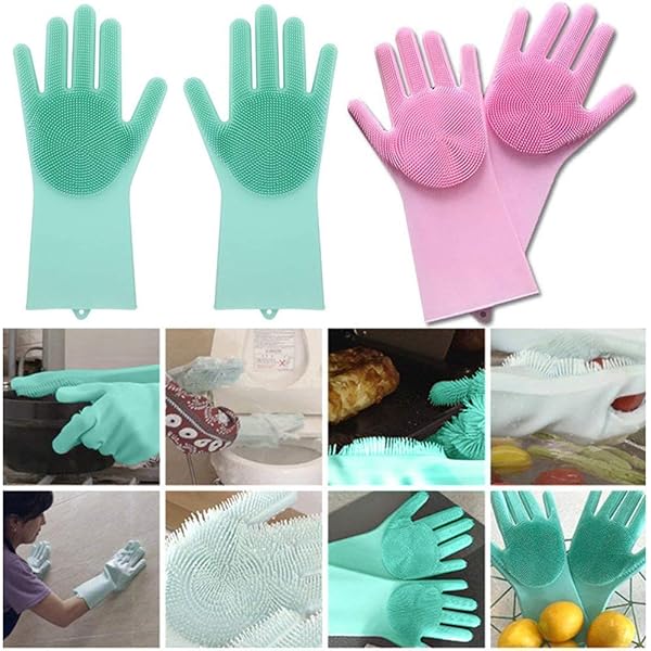 Multipurpose Silicone Scrubbing Hand Gloves, Silicon Hand Gloves For Dish Washing, Gloves For Washing Utensils