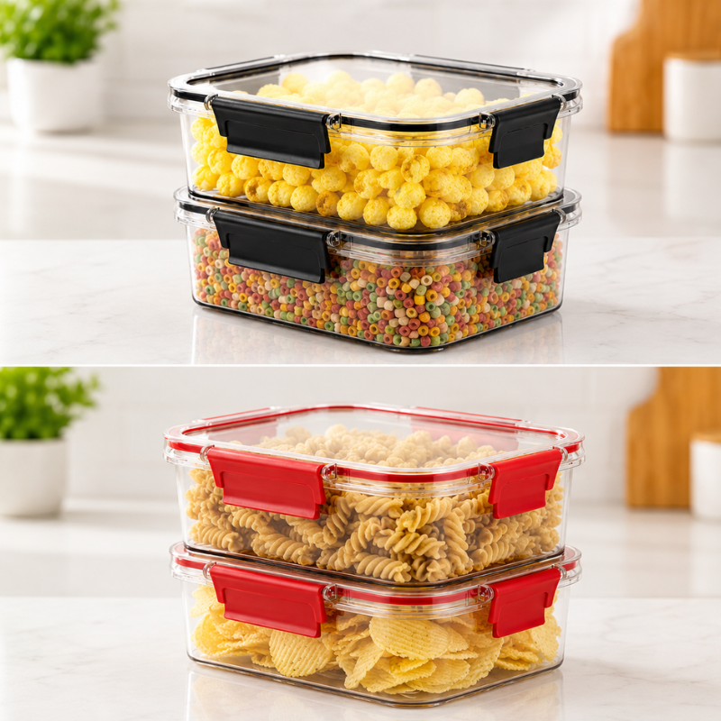 750ml Feel Fresh Lock & Lock Containers | Set of 2 Pcs | Airtight Food Storage Box with Random Color Lid