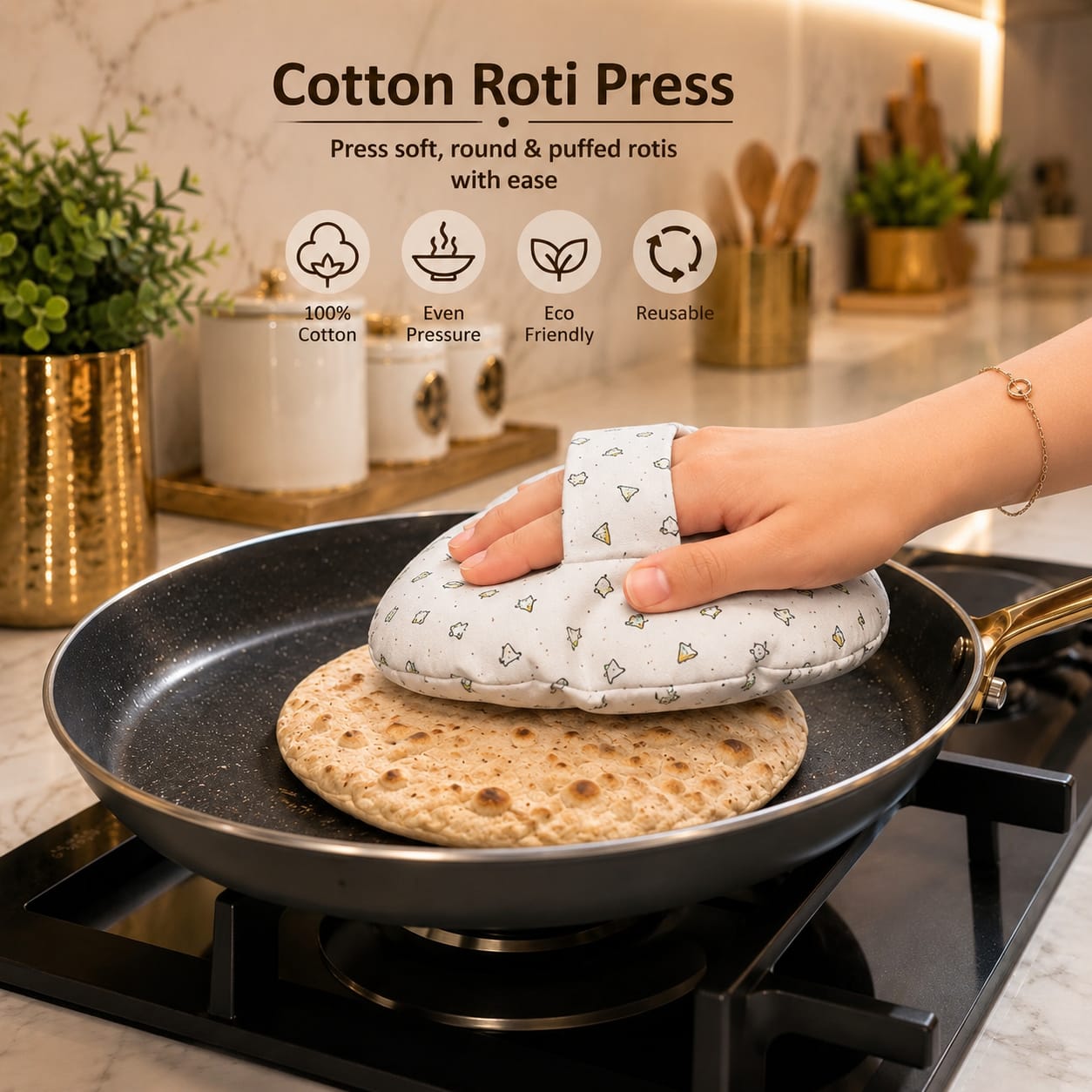 Polka Dot Print Cotton Press Roti Cover | Reusable Chapati Warmer for Roti, Naan & Paratha (Pack of 2)