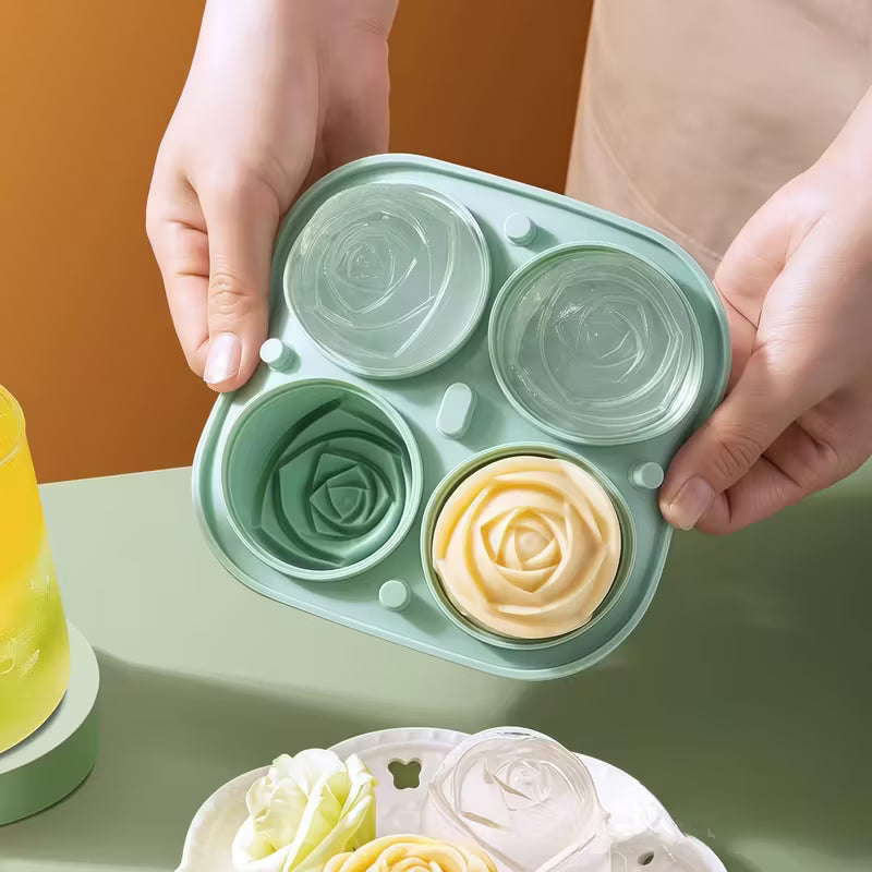Rose Silicone Ice Cube Mold – Food-Grade, Flexible & Reusable Ice Tray for Drinks, Cocktails, Mocktails, Chocolate & Desserts (Random color-Pack of 1)