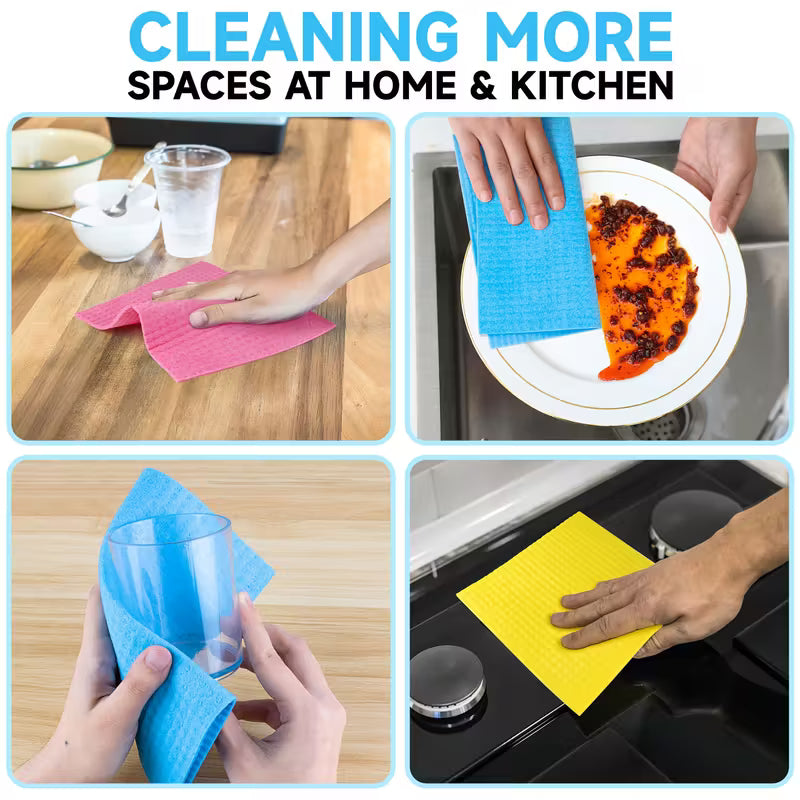 12-Pack Square Design Swedish Dishcloths – Heavy-Duty, Super Absorbent & Quick-Drying Cleaning Cloths