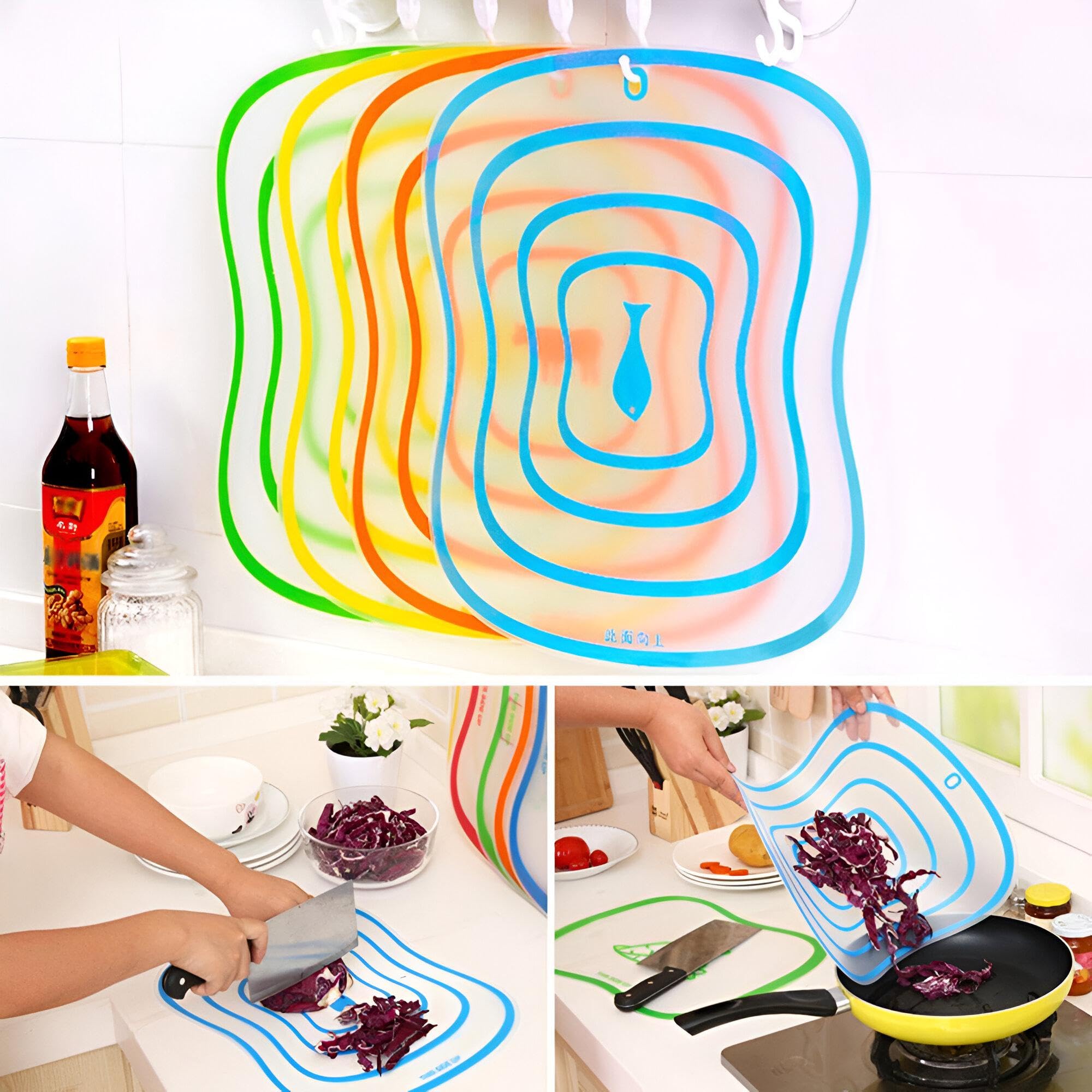 Flexible Transparent Cutting Board – Chopping Mat for Vegetables & Fruits, Non-Slip Kitchen Board