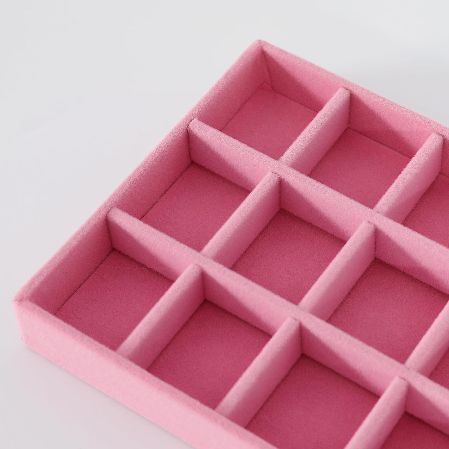 Velvet Pink Jewelry Storage Tray Earring Organizer Pretty Jewelry Tray 18 Slots Jewelry Storage Trays Stackable