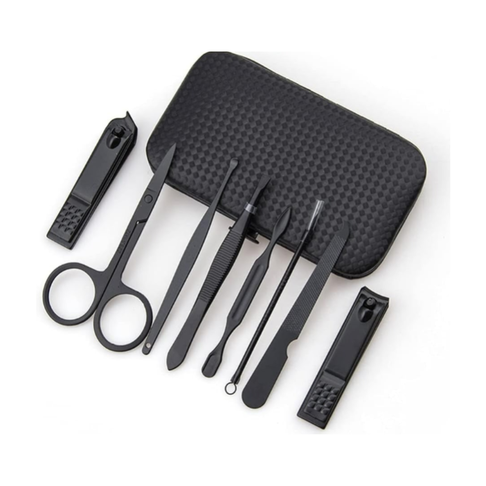 Compact 8 Pcs Nail Care Kit – Stainless Steel Manicure Pedicure Tools with Travel Pouch