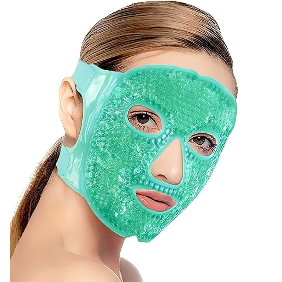 Ice Cooling Face Mask Cold Face Eye Mask, Ice Pack Reduce Face Puff, Dark Circles, Gel Beads Hot Heat Cold Compress Pack, Face SPA for Woman Sleeping (1Pc))