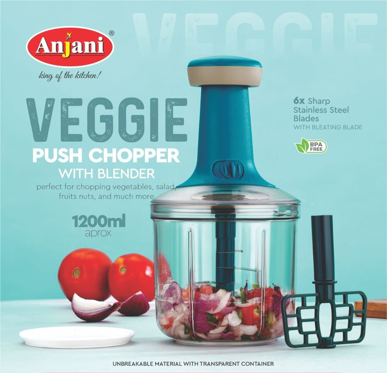1200ml -Push Multi-Purpose Vegetable Manual Chopper