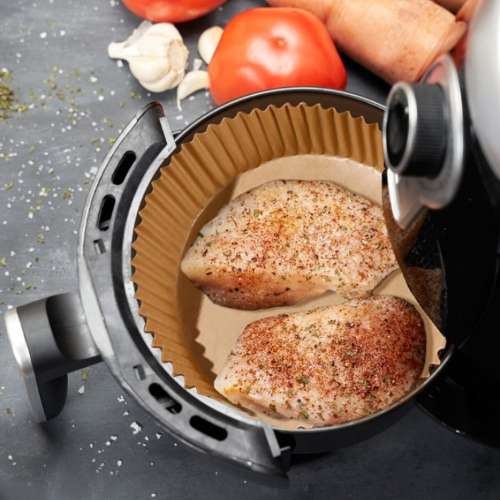 Air Fryer Paper Liners – Non-Stick, Disposable Parchment Sheets for Oil-Free Cooking (Pack of 50pcs)