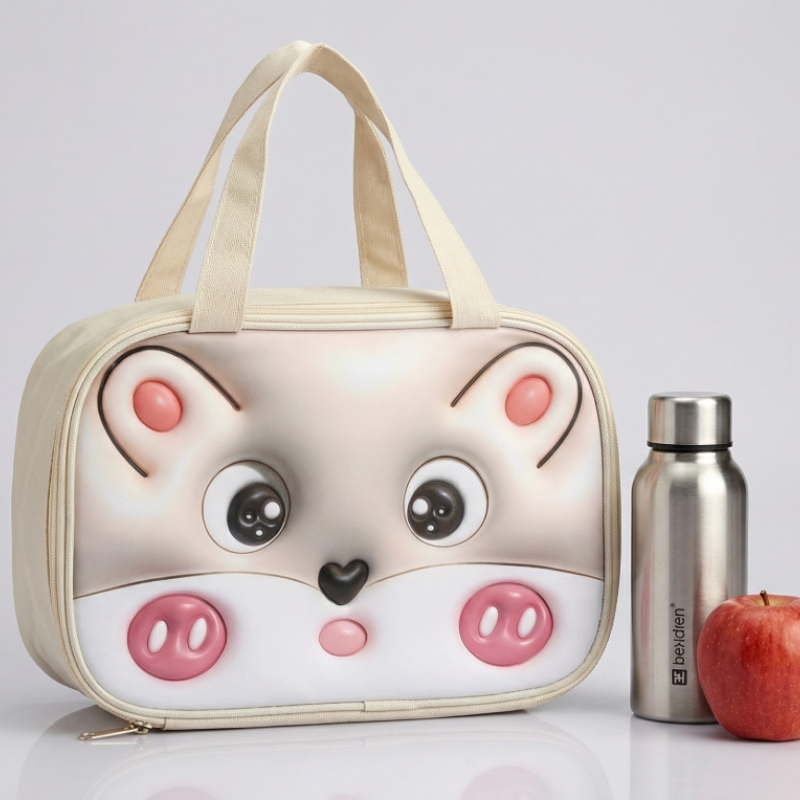 3D Cartoon Animal Insulated Lunch Bag – Cute Kids Lunch Tote | Thermal Food Storage Bag for School, Picnic & Travel (Random Print, Pack of 1)