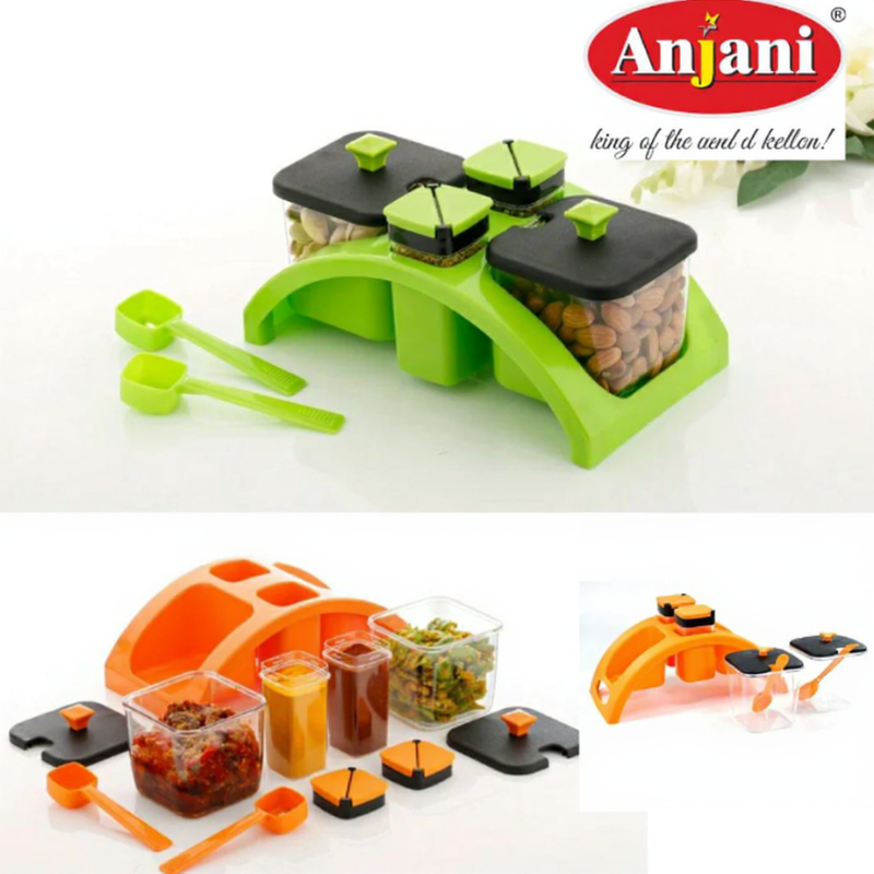 Anjani Premium 2x2 Square Spice & Pickle Jar Set – Airtight Storage for Kitchen Essentials (Random Color-Pack of 1)