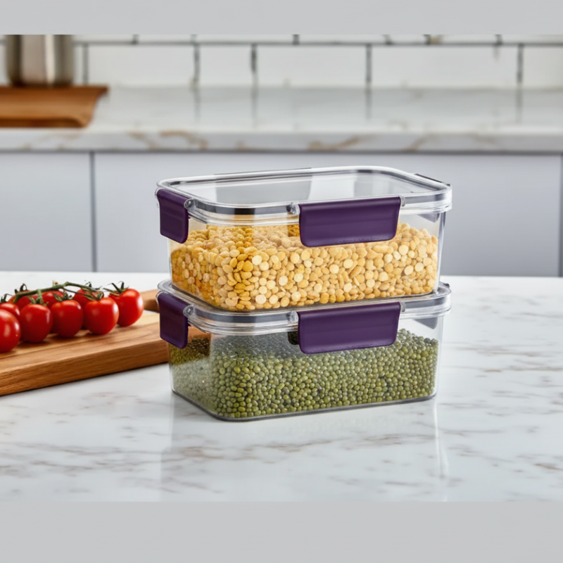 350ml Anjani Feel Fresh Lock & Lock Containers – Airtight Food Storage Box (Random color lid-Set of 2)