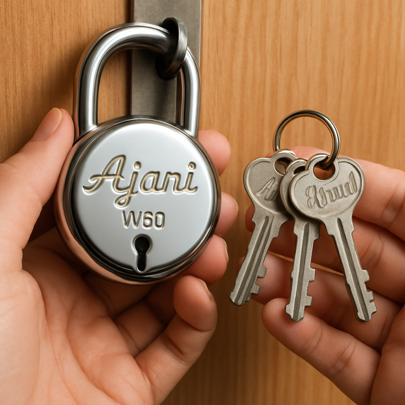 Ajani Heavy-Duty Stainless Steel Round Padlock with 3 Keys – Anti-Theft, Rust-Proof Security Lock for Home, Office & Gates