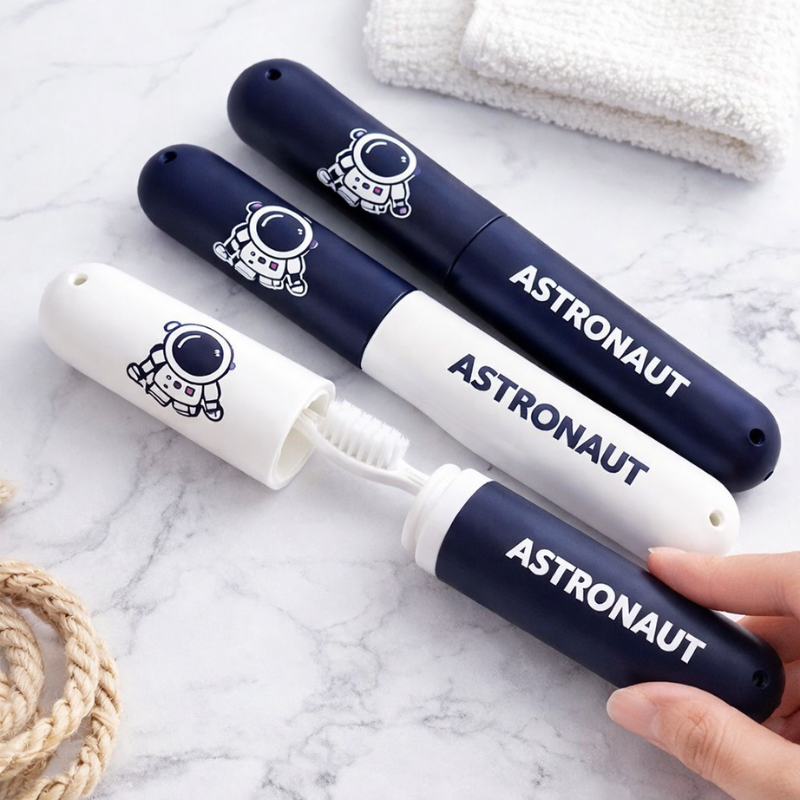 3Pcs Toothbrush Cover Case – Astronaut Print Travel Toothbrush Protector | Hygienic & Portable Toothbrush Cap Set(Random Color)