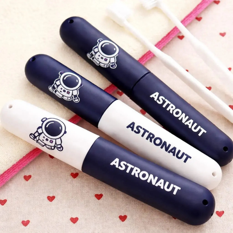3Pcs Toothbrush Cover Case – Astronaut Print Travel Toothbrush Protector | Hygienic & Portable Toothbrush Cap Set(Random Color)