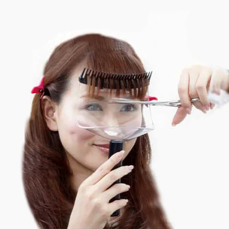 Home Haircut Bangs Guide Tool – 2-in-1 Comb and Face Shield for Safe & Precise DIY Fringe Trimming – Ideal for Women, Girls, and Stylists