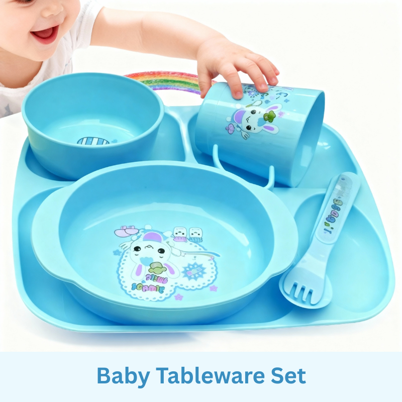 Kids Breakfast & Meal Time Dinnerware Set – 6-Piece Baby Tableware Set (Random color)