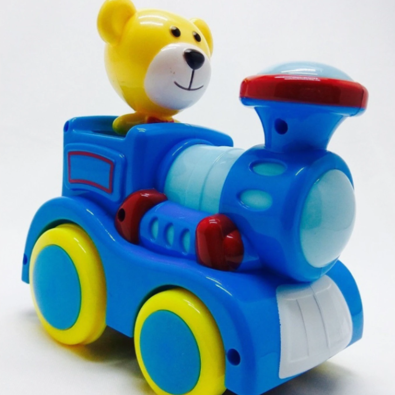 Bear Train Cartoon Toy | Battery Operated Musical Train with Lights | Bump & Go Action Kids Toy (Random Color-Pack of 1)