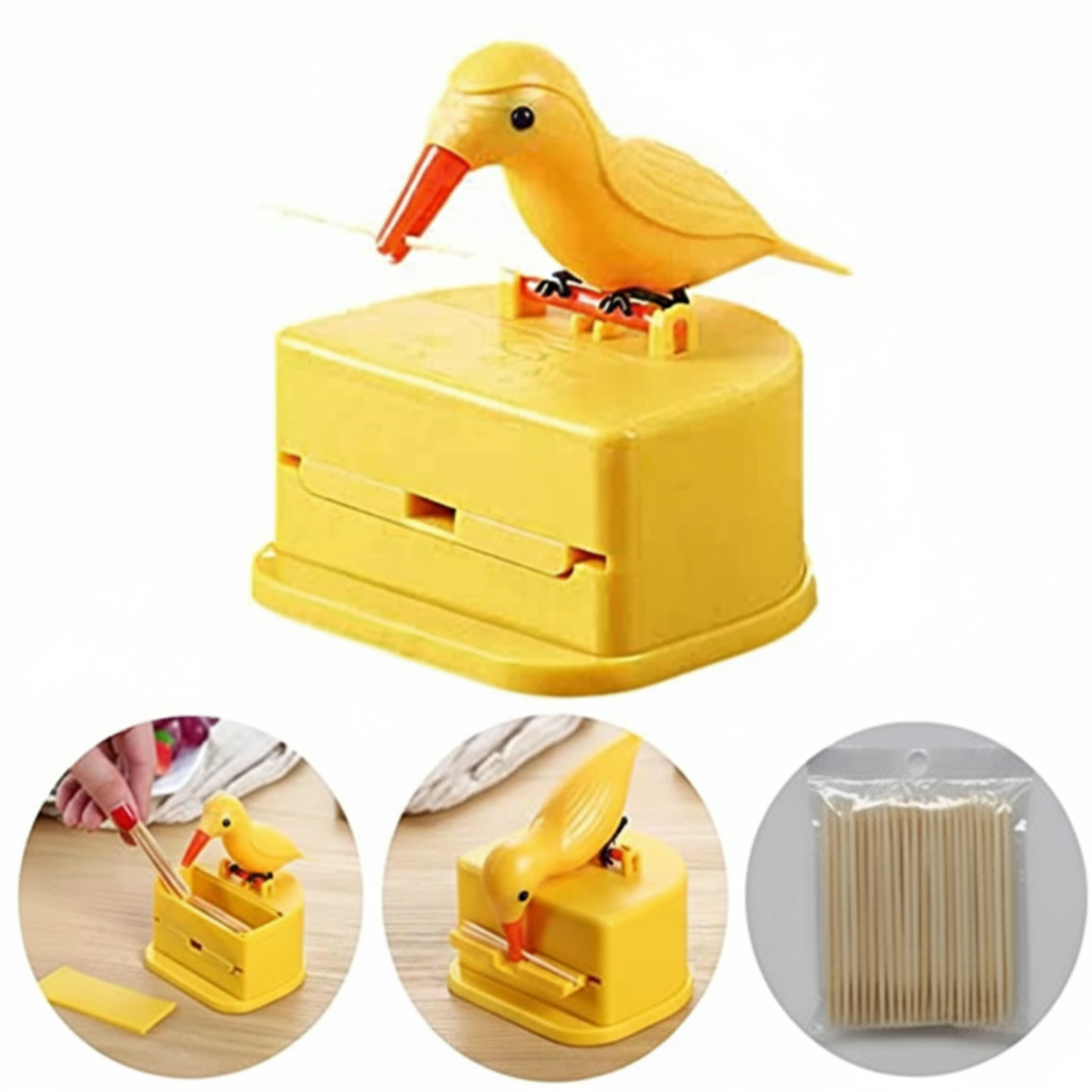 Bird Toothpick Dispenser – Cute Telescopic Automatic Toothpick Holder for Kitchen, Dining, Home & Party (Fun Gift Idea) (Pack of 1)
