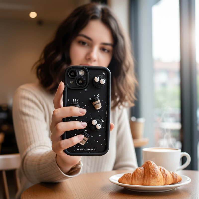 Black Silicone Phone Case for Apple iPhone 15 – Soft TPU Back Cover with Shockproof Protection & Anti-Slip Grip