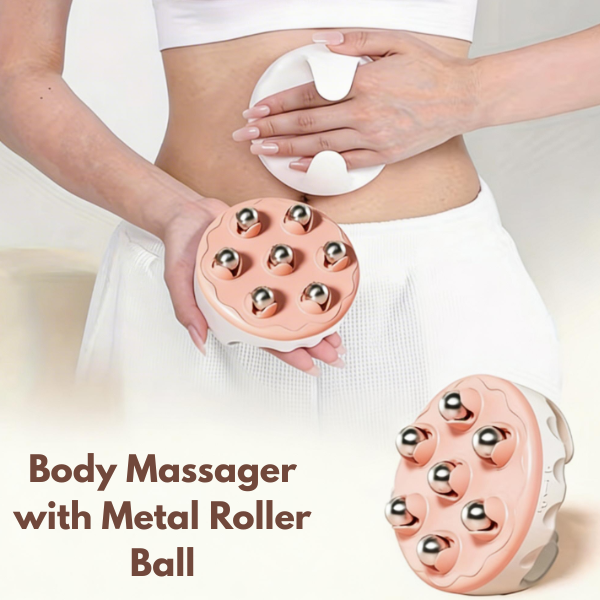 Body Massager with Metal Roller Ball – Handheld Muscle Relaxation Massager -360° Rolling Stress Relief Tool for Neck, Back & Body (Pack of 1)
