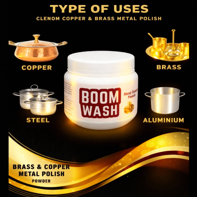 Boom Wash Metal Shining Powder – Powerful Cleaner for Utensils  & Metal Surfaces (100 gm)