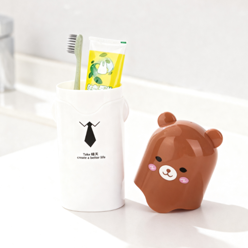 Cartoon Animal Toothbrush & Toothpaste Travel Case – Portable Plastic Toothbrush Box for Kids (Random Color, Pack of 1)