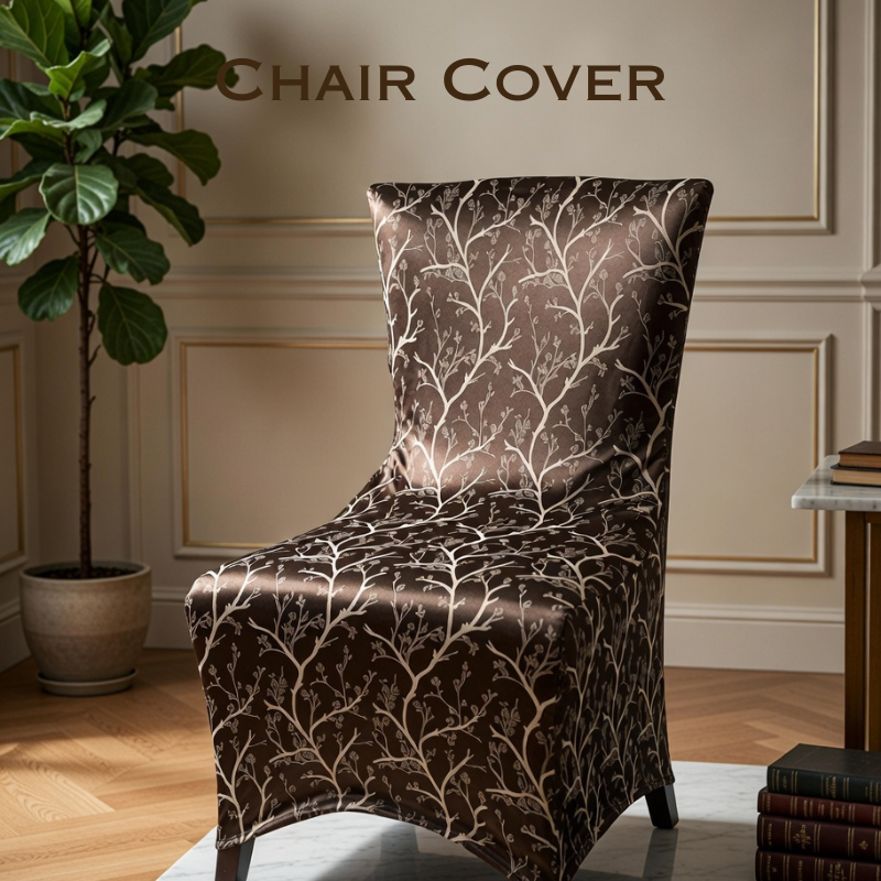 Universal Chair Cover with Elastic Strap | Heavy Quality Fabric Chair Protector | Stretchable Slipcover for Dining, Office & Plastic Chairs