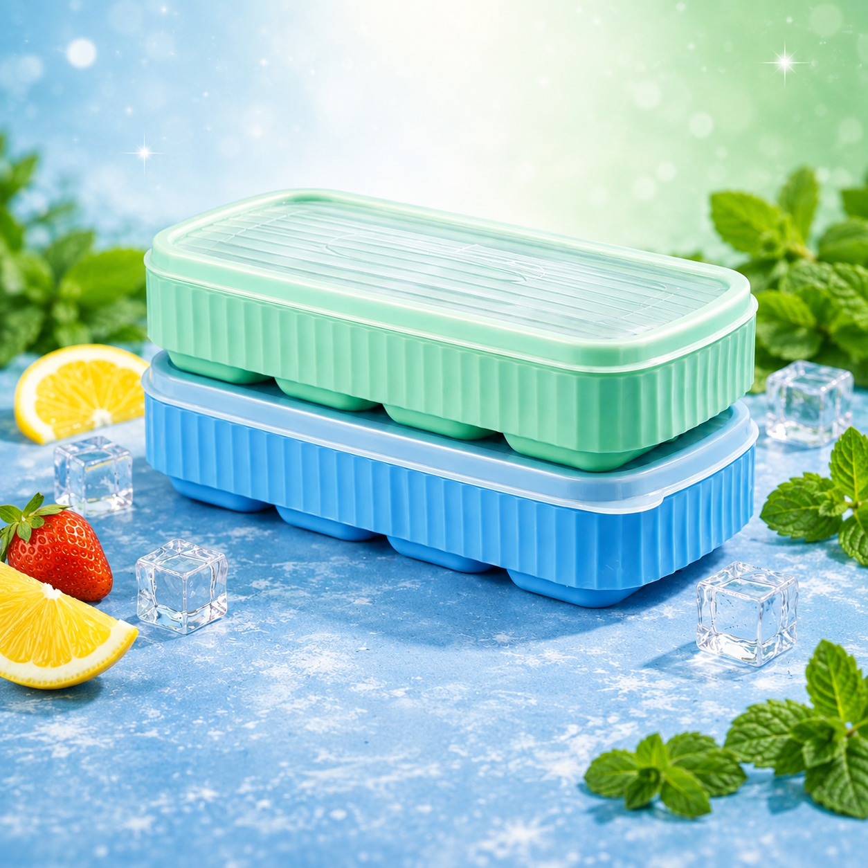 Silicone Ice Cube Tray – 8 Grids | Reusable & Easy Release Ice Maker (Pack of 1)