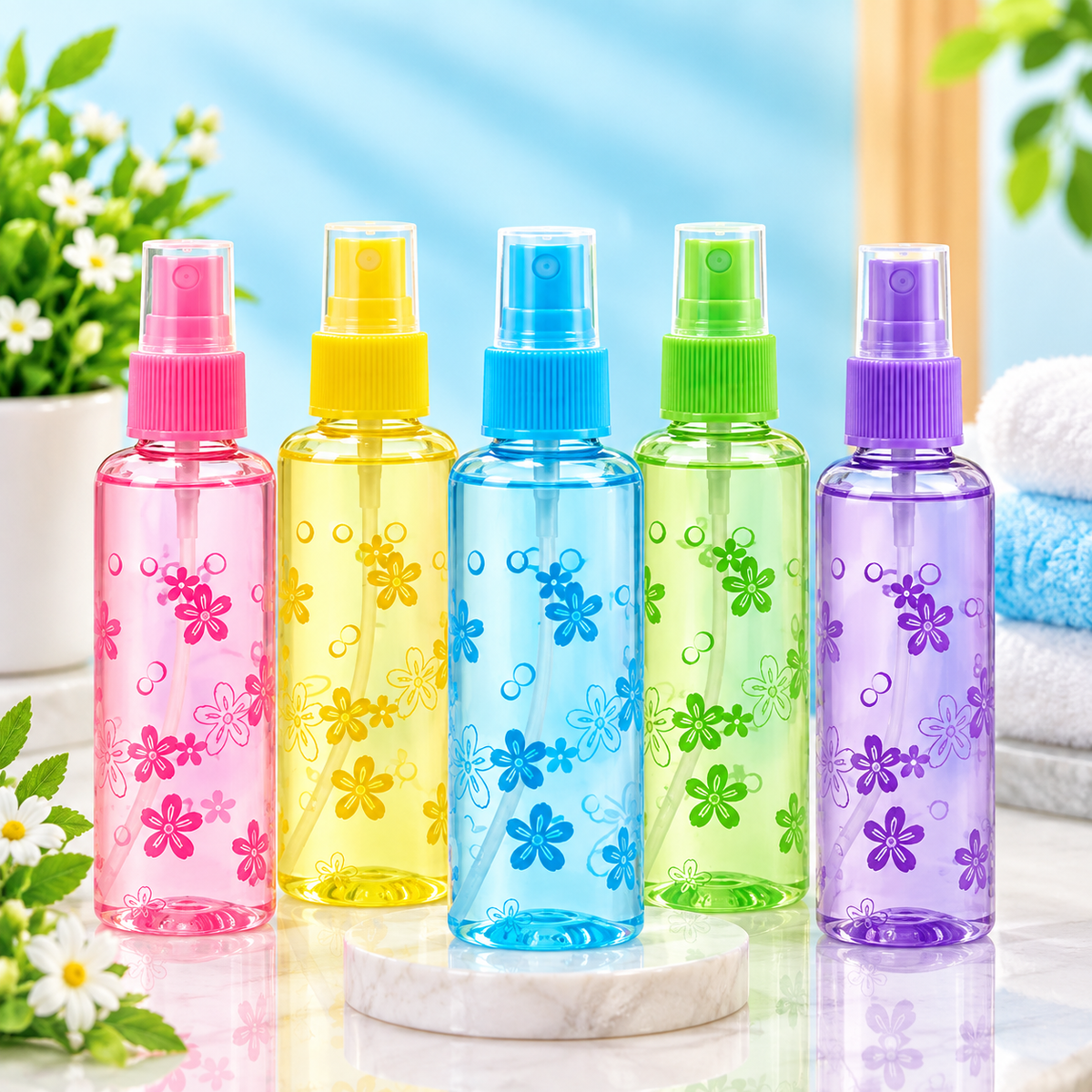 100ml Plastic Refillable Fine Mist Spray Bottle – Leak-Proof, Portable & Reusable Spray Container(Random color-Pack of 1)