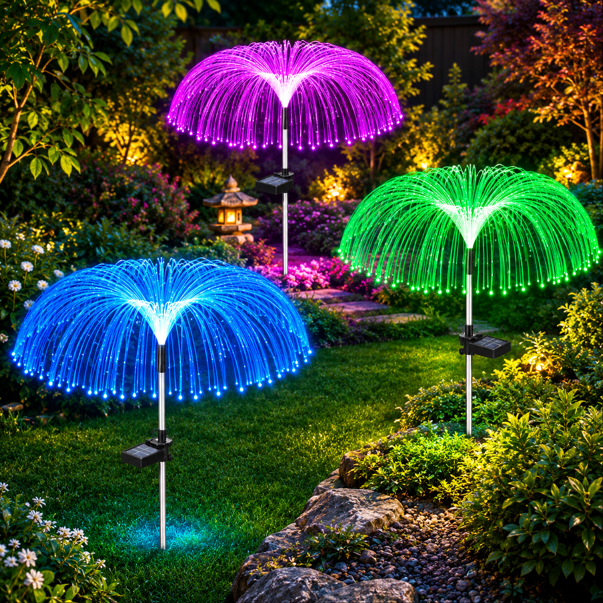 2 Pcs Solar Decorative Jellyfish Lights – Color Changing Waterproof Outdoor Garden Lamps