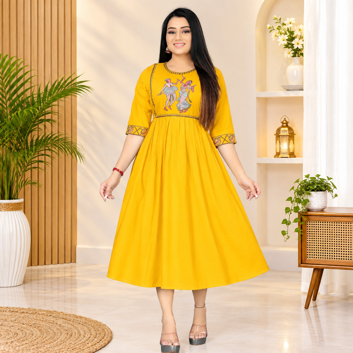 Embroidered Viscose Rayon Anarkali Kurta for Women