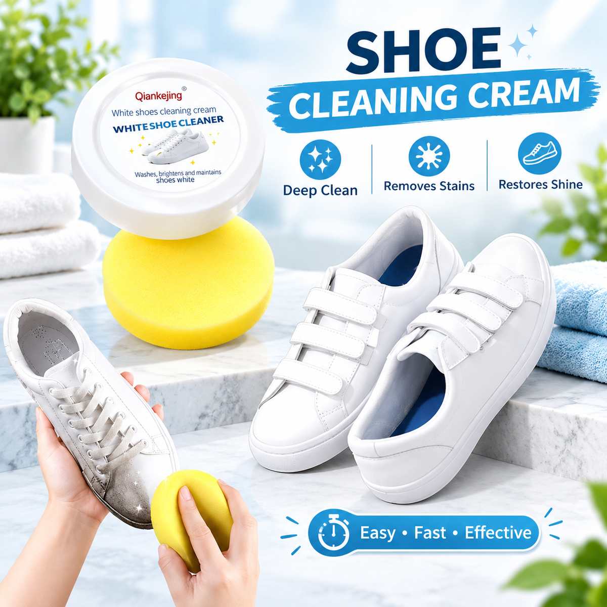 White Shoe Cleaning Cream, Whitening and Yellowing Maintenance for White Shoes, Leather, Sports Shoes, Leather Bags