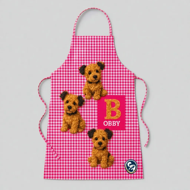 Adorable Dog-Themed Children’s Apron – My Playmate Design – Perfect for Cooking, Baking & Painting Activities (Random Print) ( Pack of 1 )