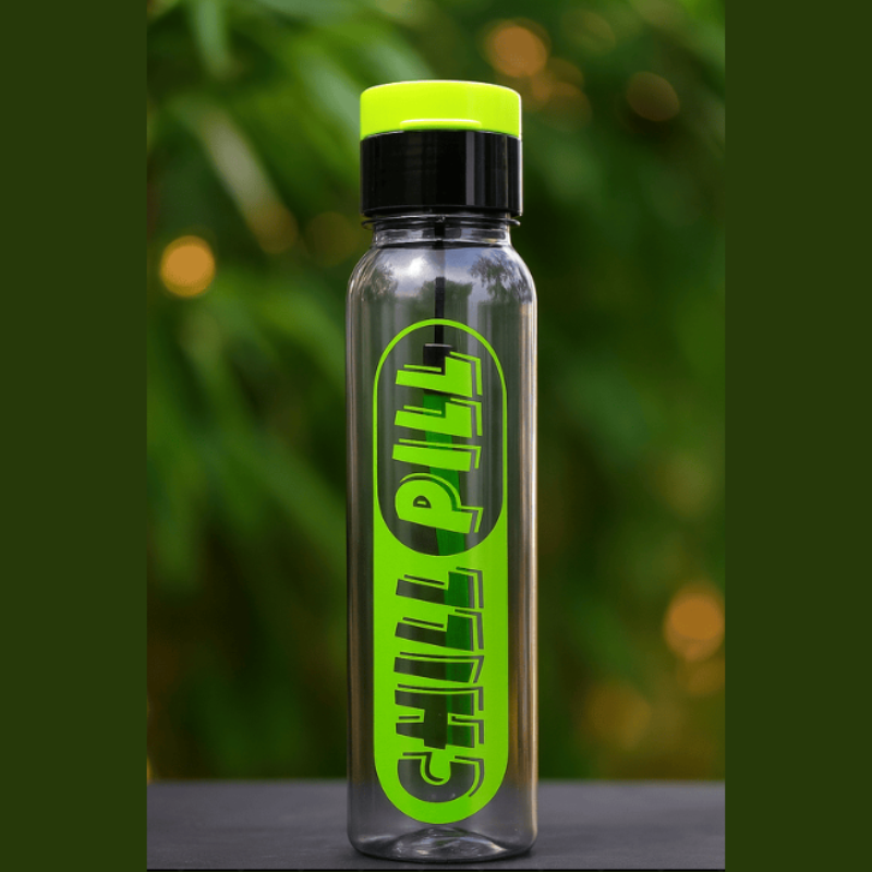 Chill Pill Black Print 500ml Water Bottle – Leak-Proof, BPA-Free with Flip Cap ( Pack of 1 )