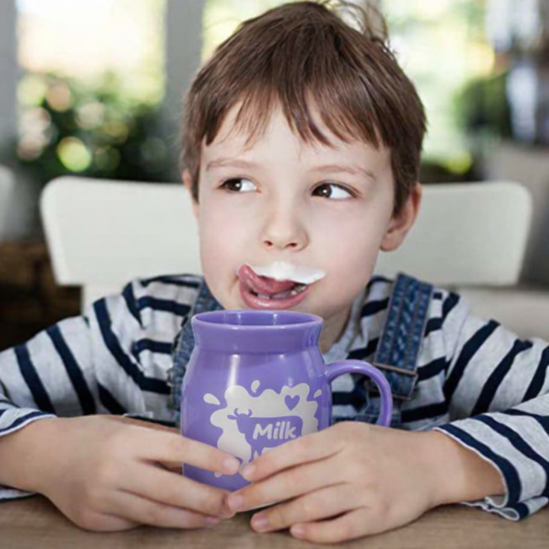 Plastic Cow Printed BPA-Free Milk Mug with Handle – Cute Kids Drinking Cup (Random Color-Pack of 1)