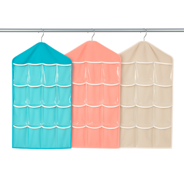 Premium 16 Pocket Hanging Wardrobe Organizer – Cupboard Storage for Socks, Lingerie & Clothes(Random color-Pack of 1)