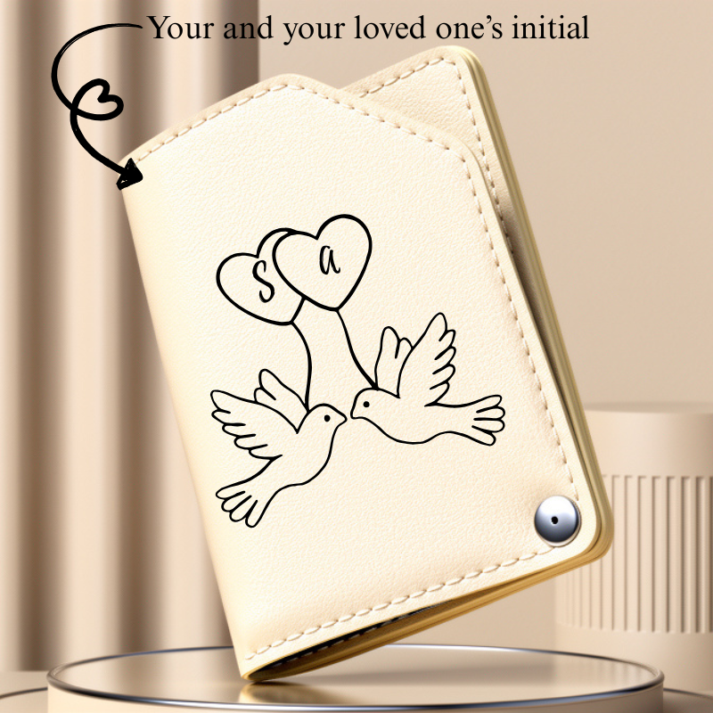 Customized 4 Pcs Manicure Set with Initials & Bird Heart Design – Personalized Travel Nail Care Kit for Men & Women