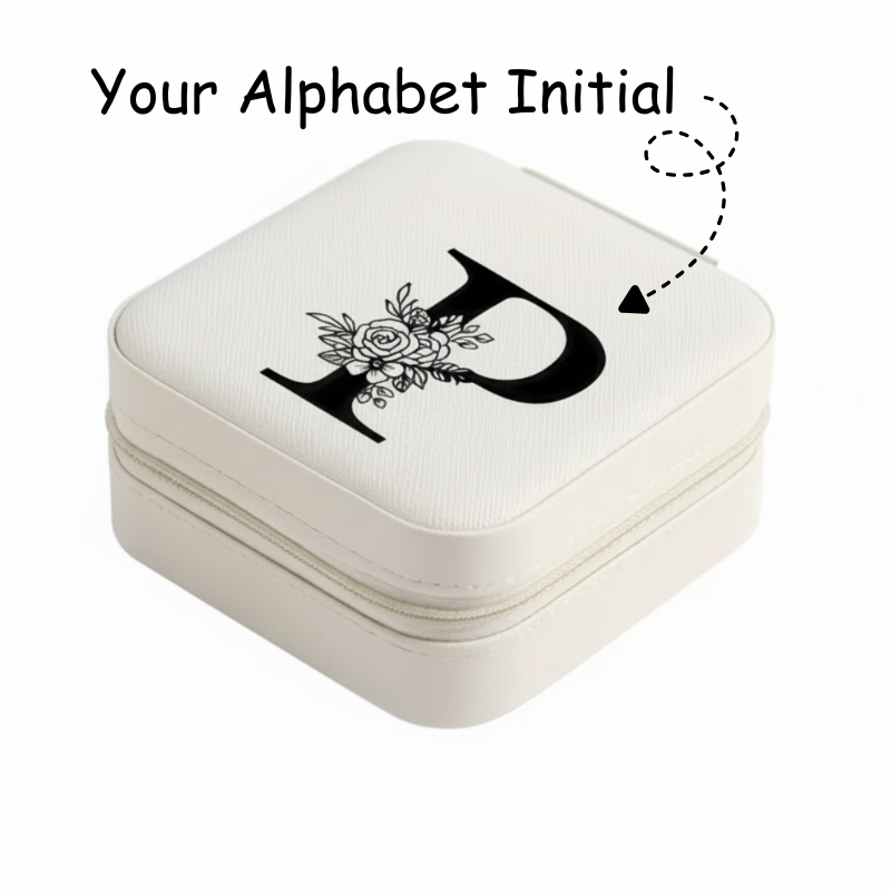 Customized Designed Letter PU Leather Jewelry Box – Contemporary Rectangle Jewelry Organizer with Zip Closure